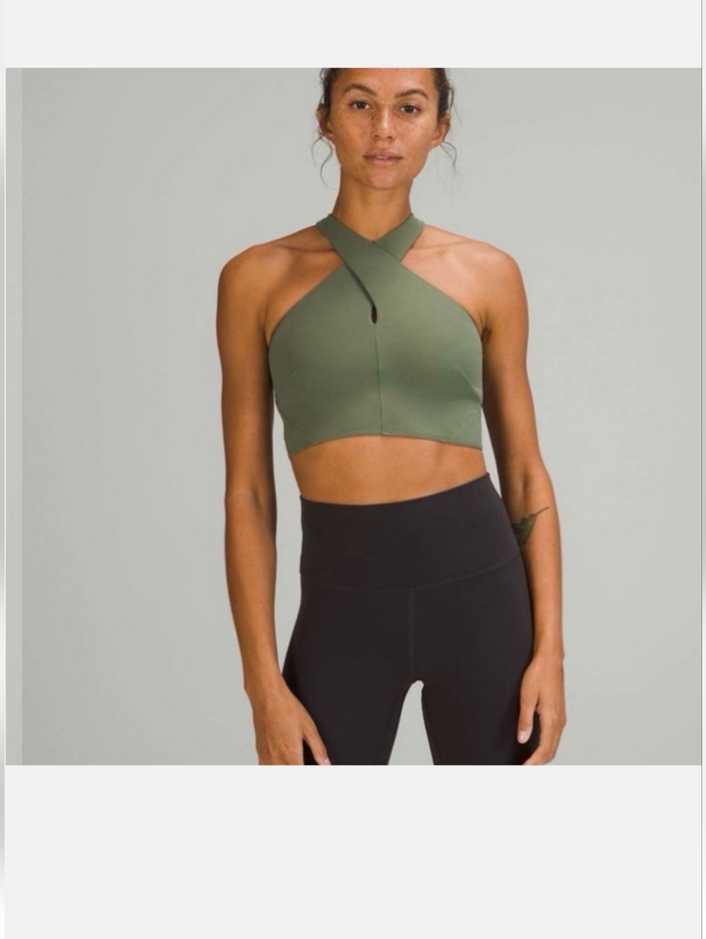 lululemon athletica Sage Green Athletic Top Nulu Wrap Bra A-B Cup Size 12